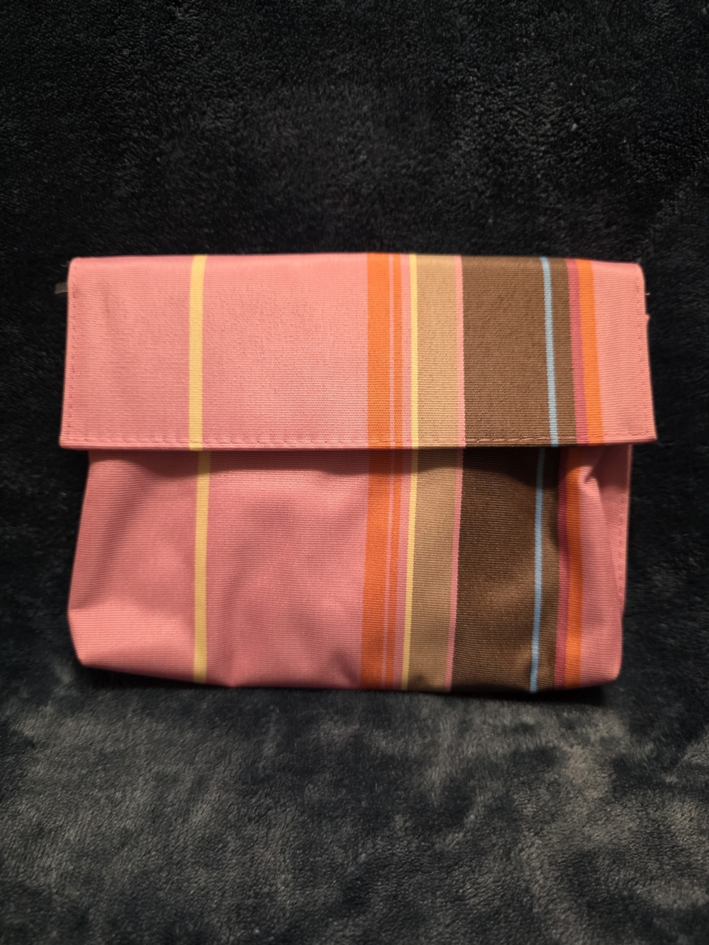 Clinique Pink Multistripe Fold-Over Wristlet Clutch